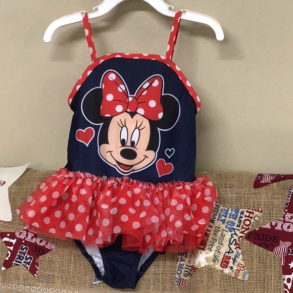 Disney Girls Minnie Mouse Swimsuit Size 4T ~ Excellent 🏖️⛱️🏝️ - Picture 3 of 16